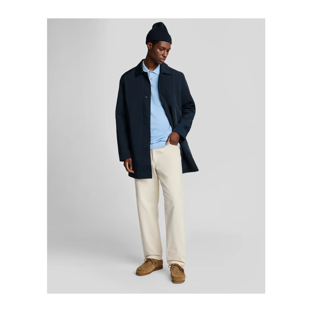 Lyle & Scott Mid Knits Linnenmix Gebreide Polo Blue Heren