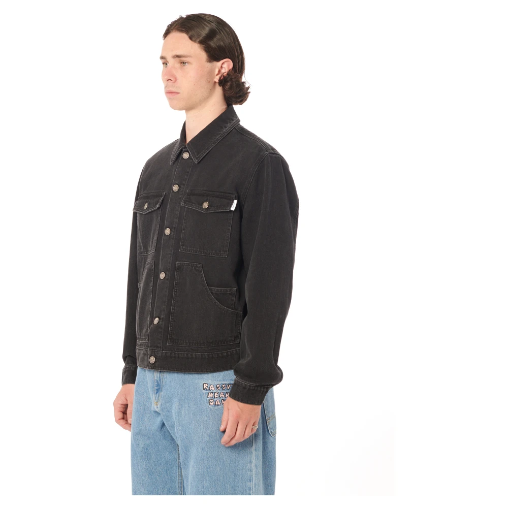 Rassvet Klassieke Denim Jacket met Logo Schrijven Black Heren