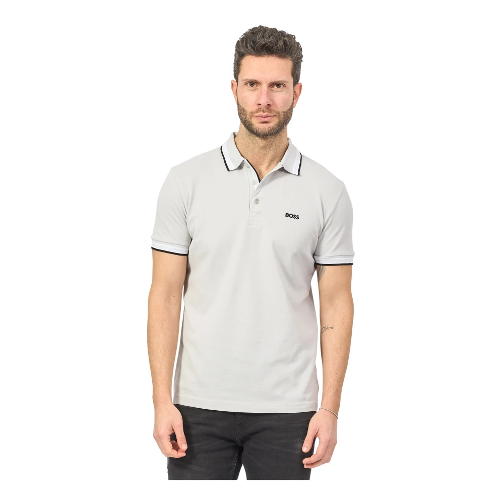 Hugo Boss Polo shirt met contrastbies Gray Heren