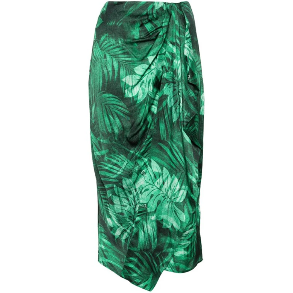 Ermanno Scervino Gedrapeerde rok met bladprint Green Dames