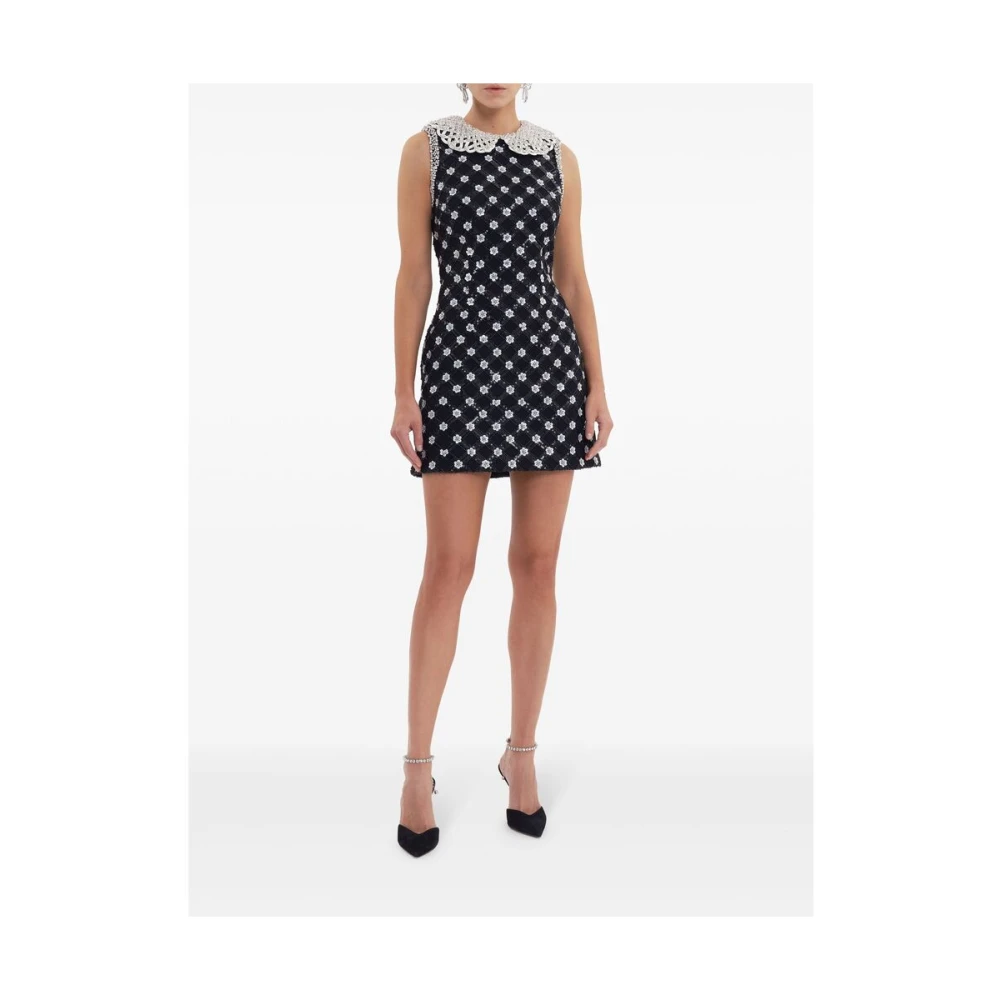 Rebecca Vallance Zwarte Paillet Bloemen A-Lijn Jurk Black Dames
