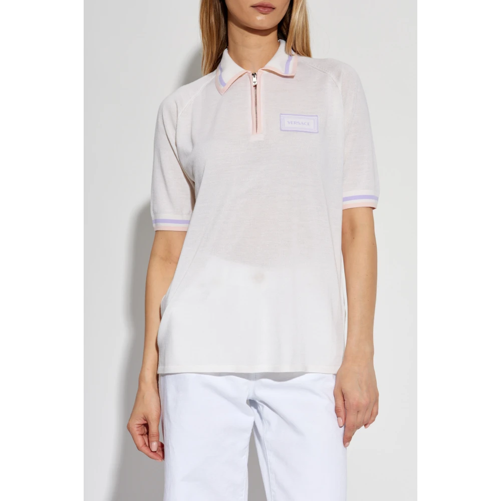 Versace Polo met logo Beige Dames