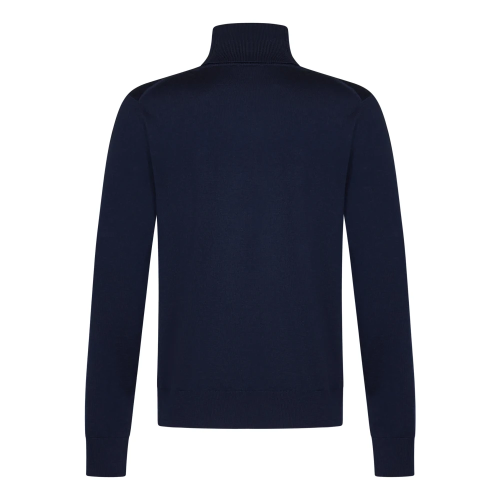 Dolce & Gabbana Blauwe Geribbelde Coltrui Trui Blue Heren