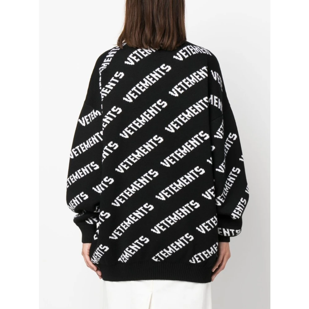 Vetements Logo-Print Gebreide Trui Black Dames