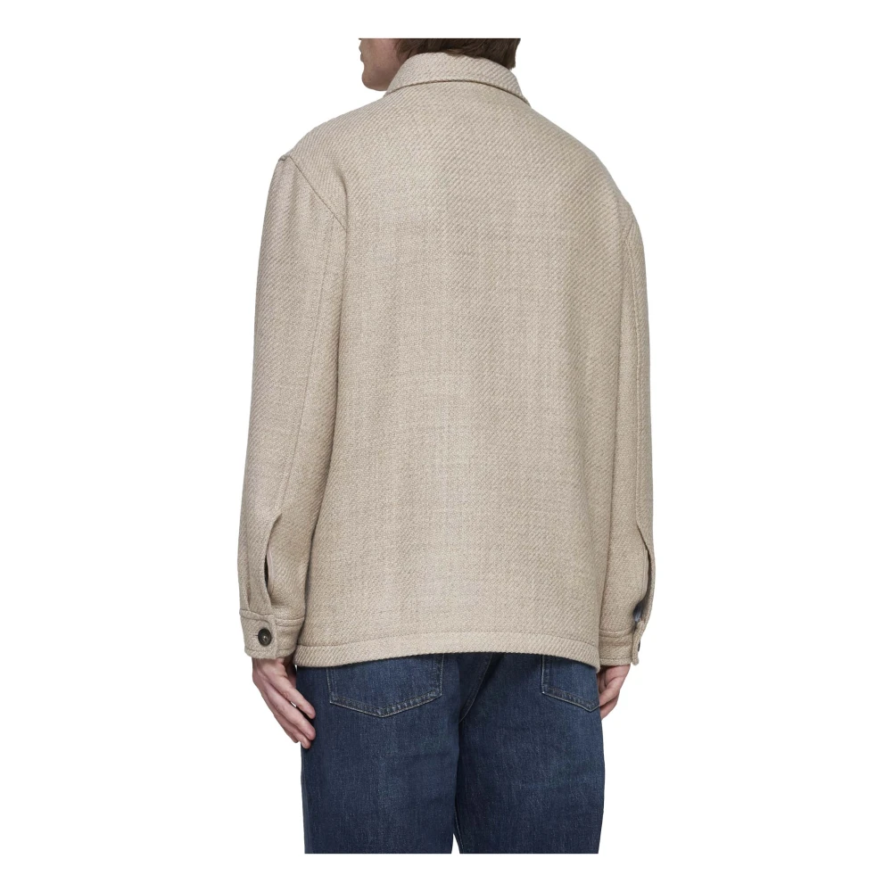 Tagliatore Beige Wol Kort Ongevoerd Jack Beige Heren