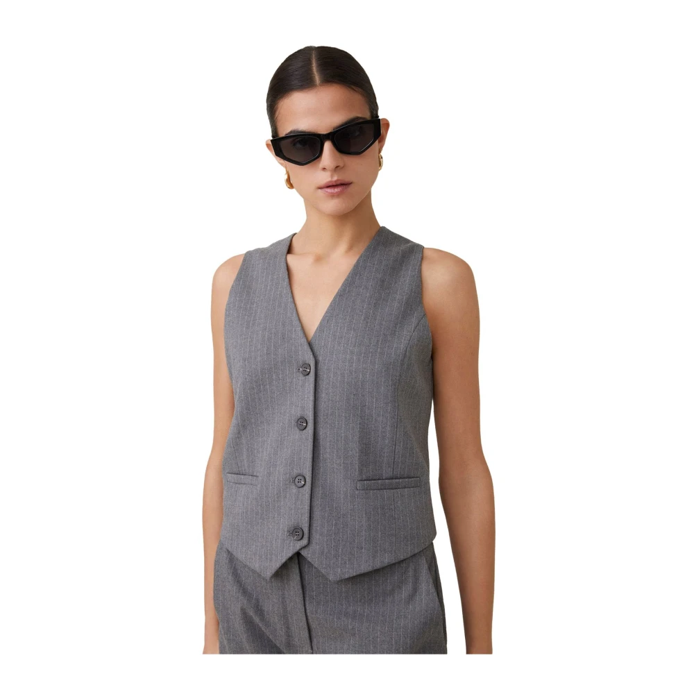 Suncoo Stijlvolle Mouwloze Jas Gray Dames