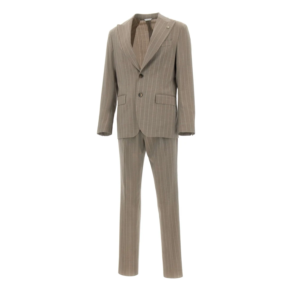 Manuel Ritz Hombre Beige - Traje De Raya Diplomática Cruzado - Suits - M