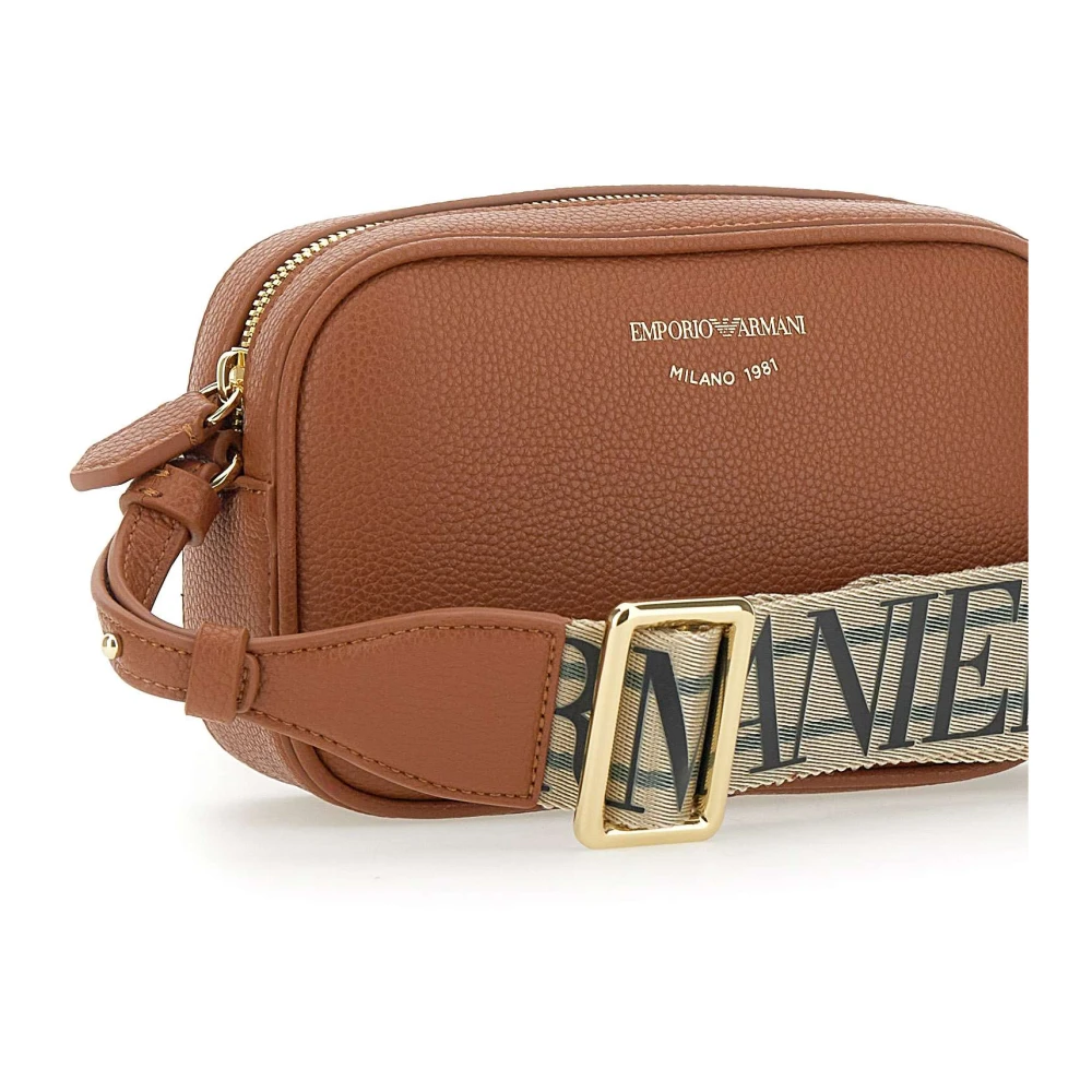 Emporio Armani Vegan leren cameratas met hertenprint Brown Dames