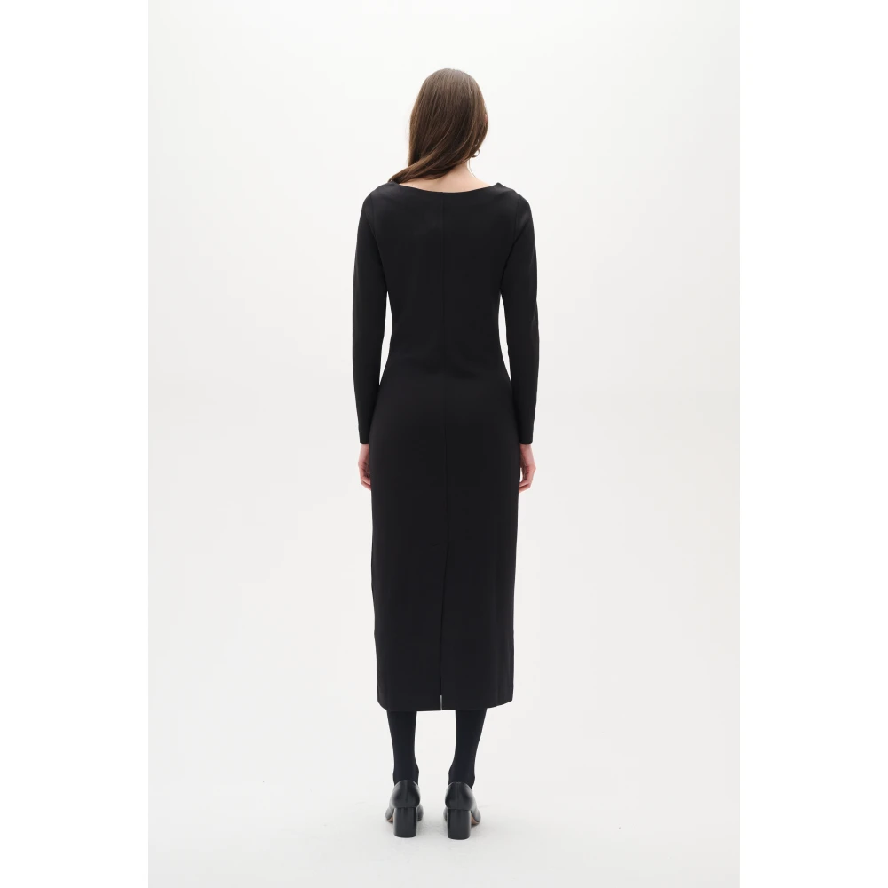 InWear Feminine Gerimpelde Midi Jurk Black Dames