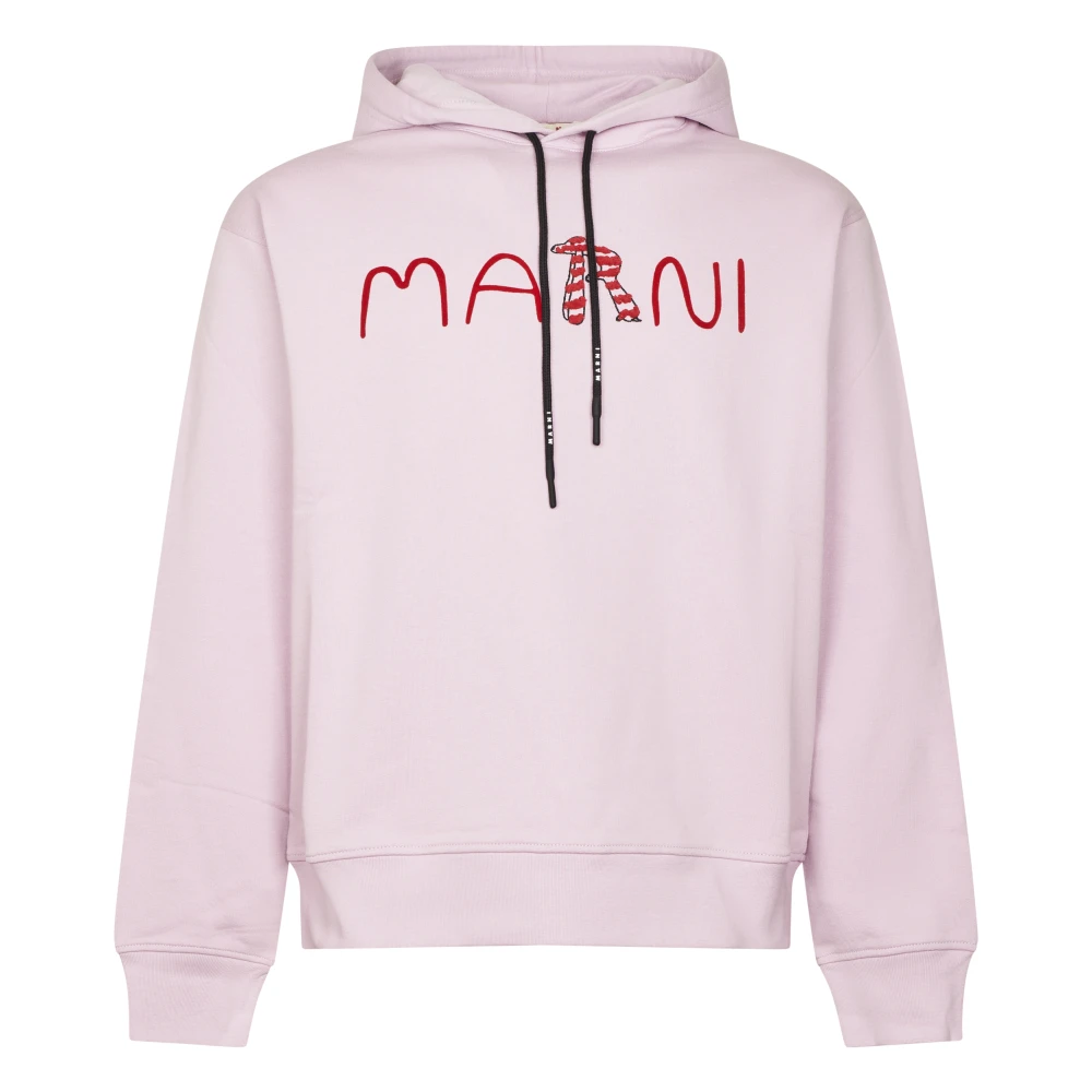 Marni Men's Pink Logo-Printed Hoodie - Hoodies - L - Sweatshirts & Hoodies