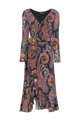 Paisley omlottklänning i midilängd