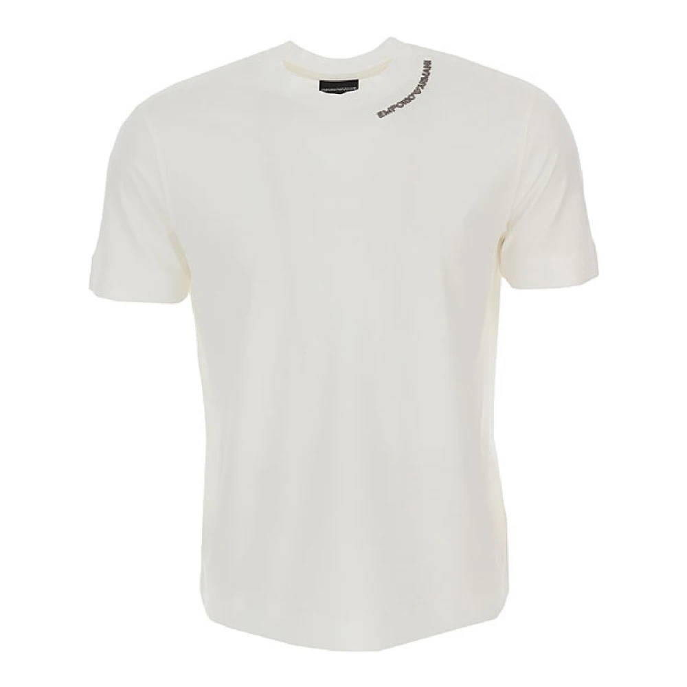 Emporio Armani Wit T-shirt met korte mouwen en geborduurd logo White Heren