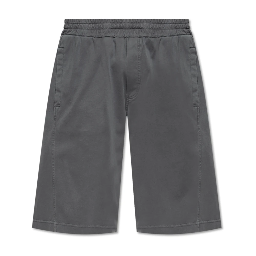 Dolce & Gabbana Katoenen shorts met logoplaatje Gray Heren