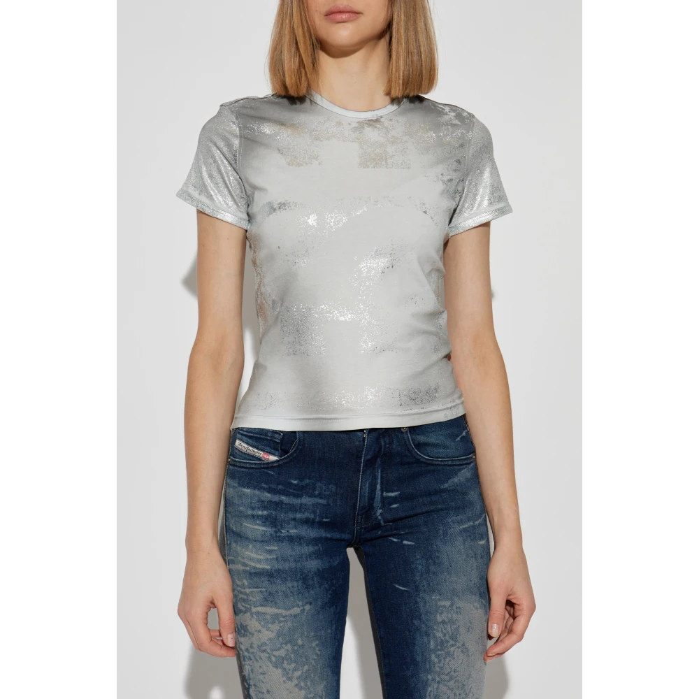Diesel T-shirt T-Uncutie-Long-Q5 Gray Dames