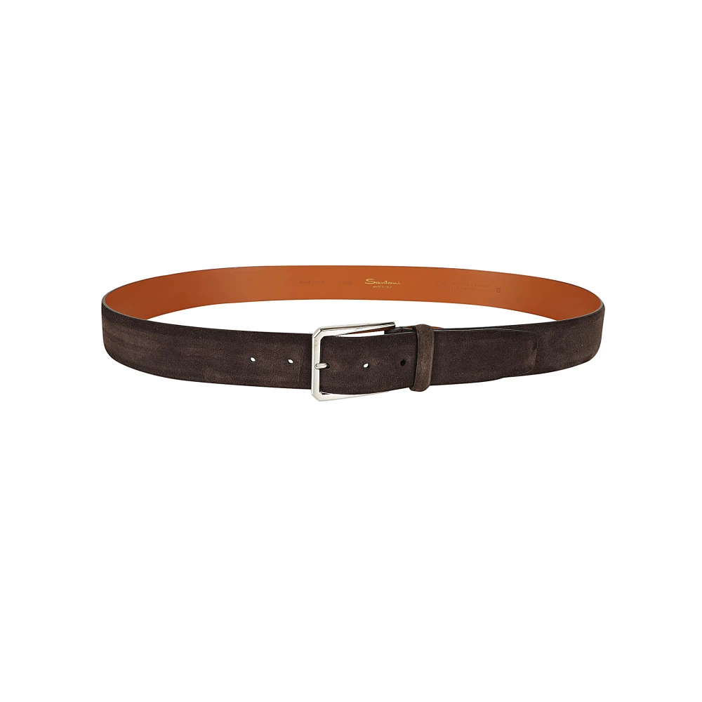 Santoni Donkerbruine Leren Riem Brown Heren