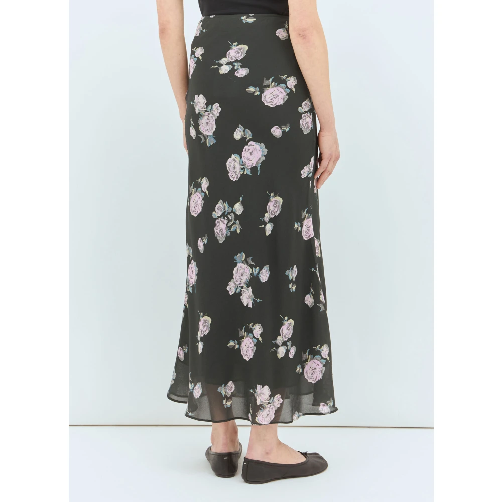 Ganni Bloemen Maxi Rok Black Dames