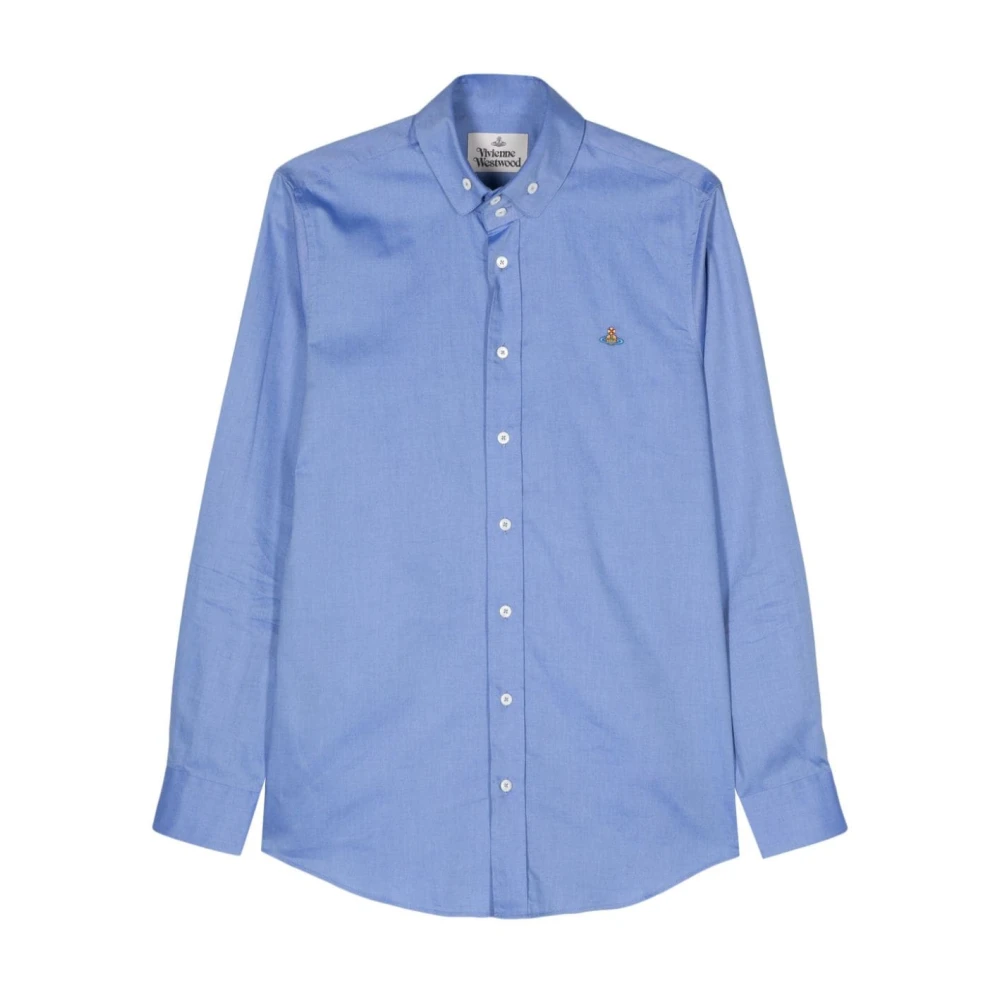 Vivienne Westwood Blauwe Katoenen Poplin Button-Down Overhemd Blue Heren