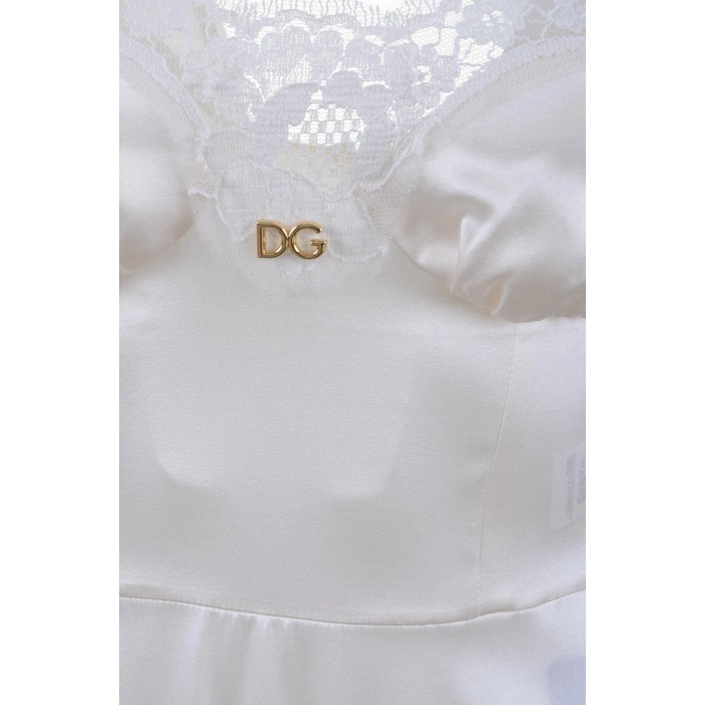 Dolce & Gabbana Kanten Halflange Jurk voor Vrouwen White Dames