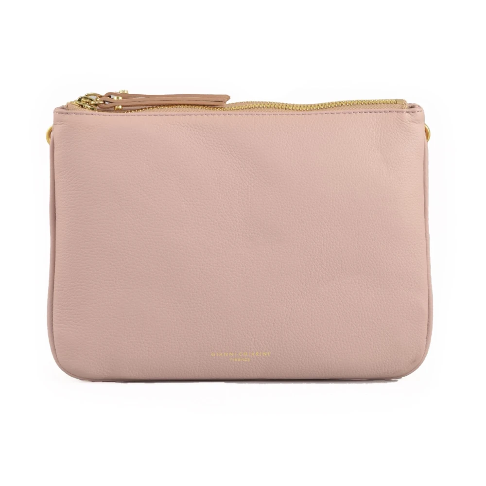 Gianni Chiarini Leren Schoudertas met Ritsen Beige Dames