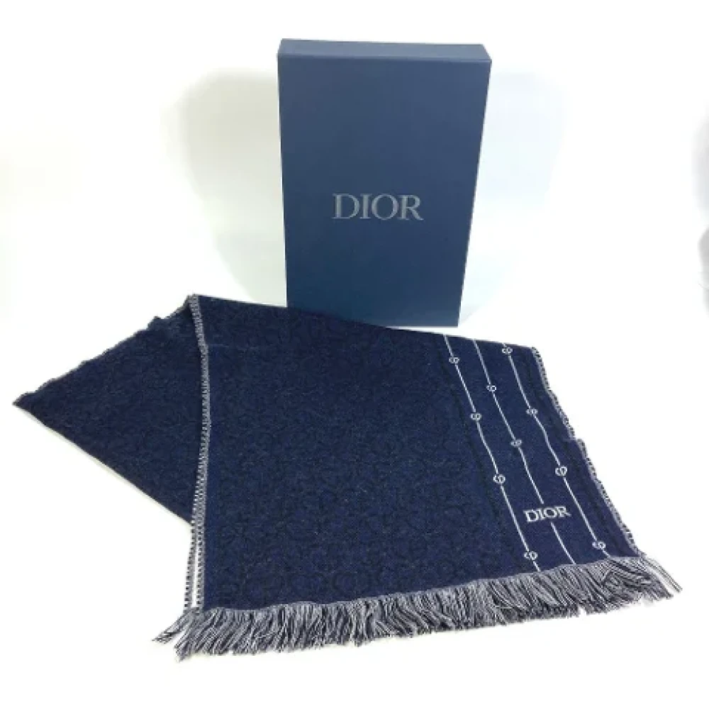 Dior Vintage Pre-owned Wool scarves Blue Dames