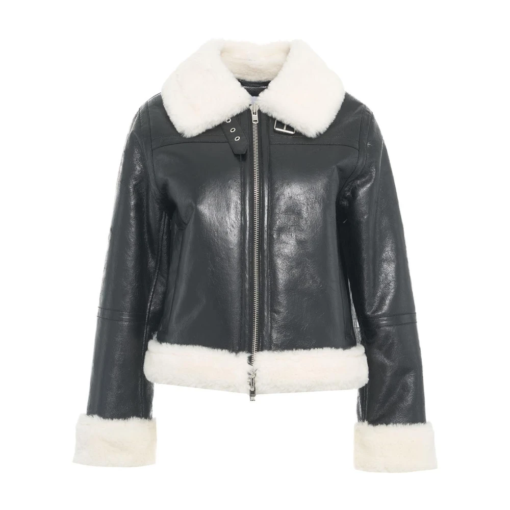 Luksuriøs Faux Fur Shearling Jakke Svart