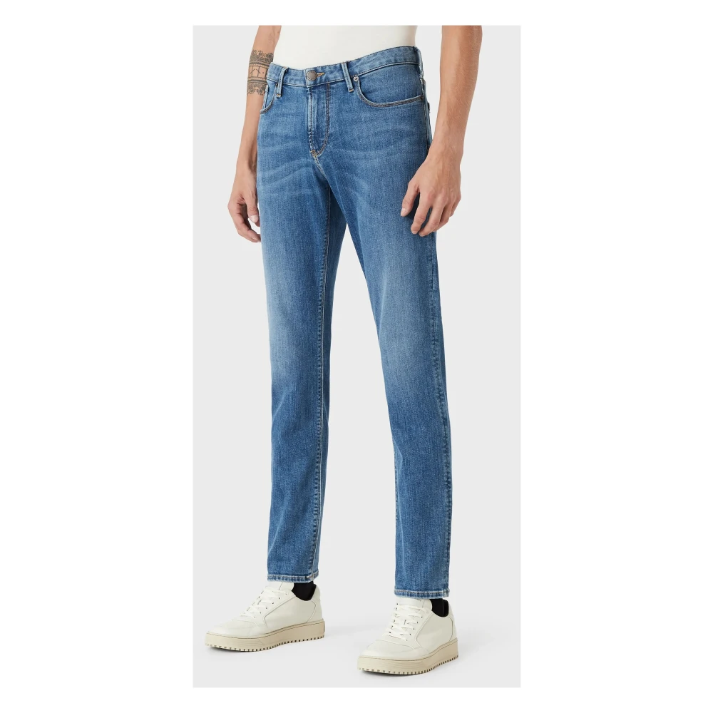 Emporio Armani Slim Stone Washed Jeans Blue Heren