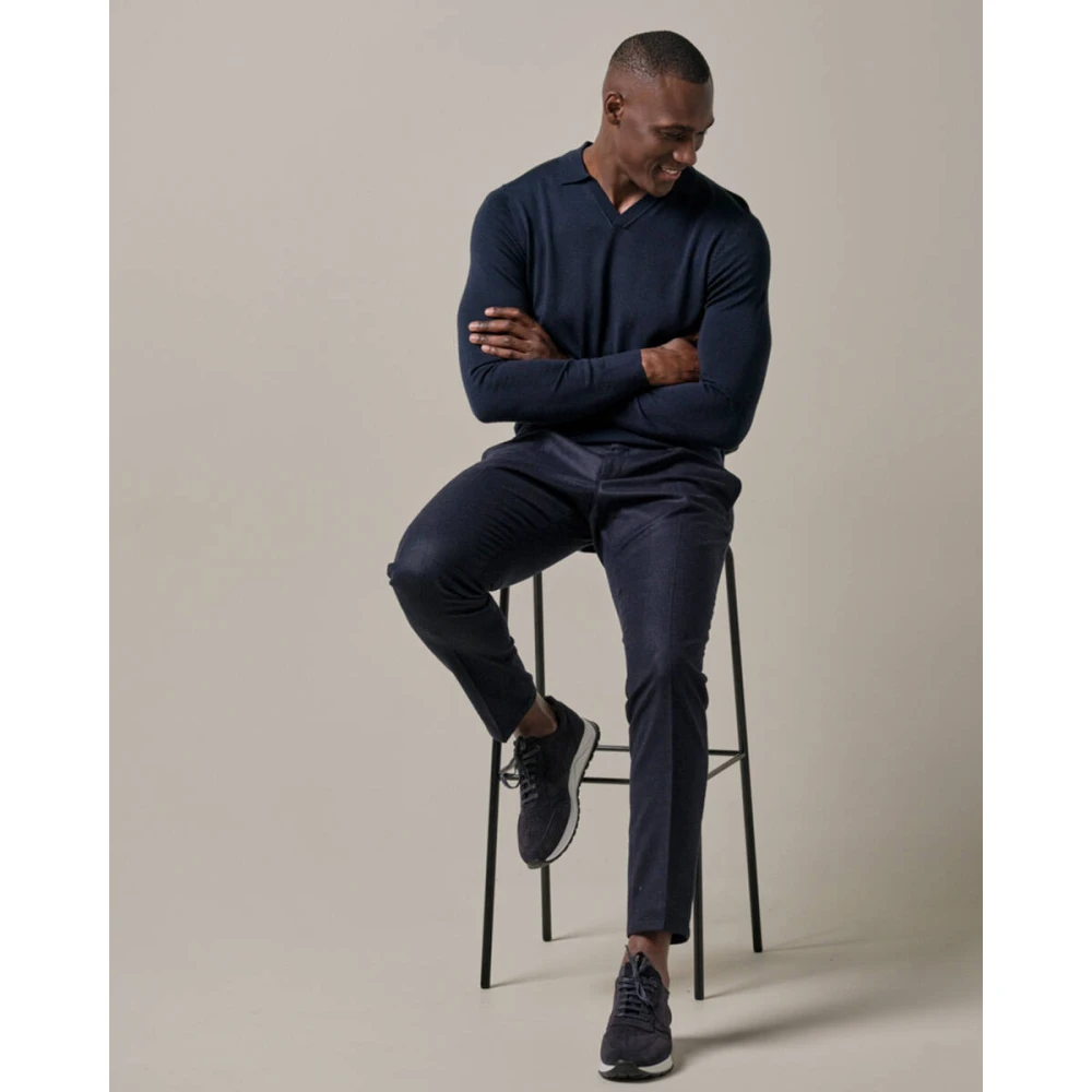 Profuomo Navy Chino Broek Rlxfit Blue Heren