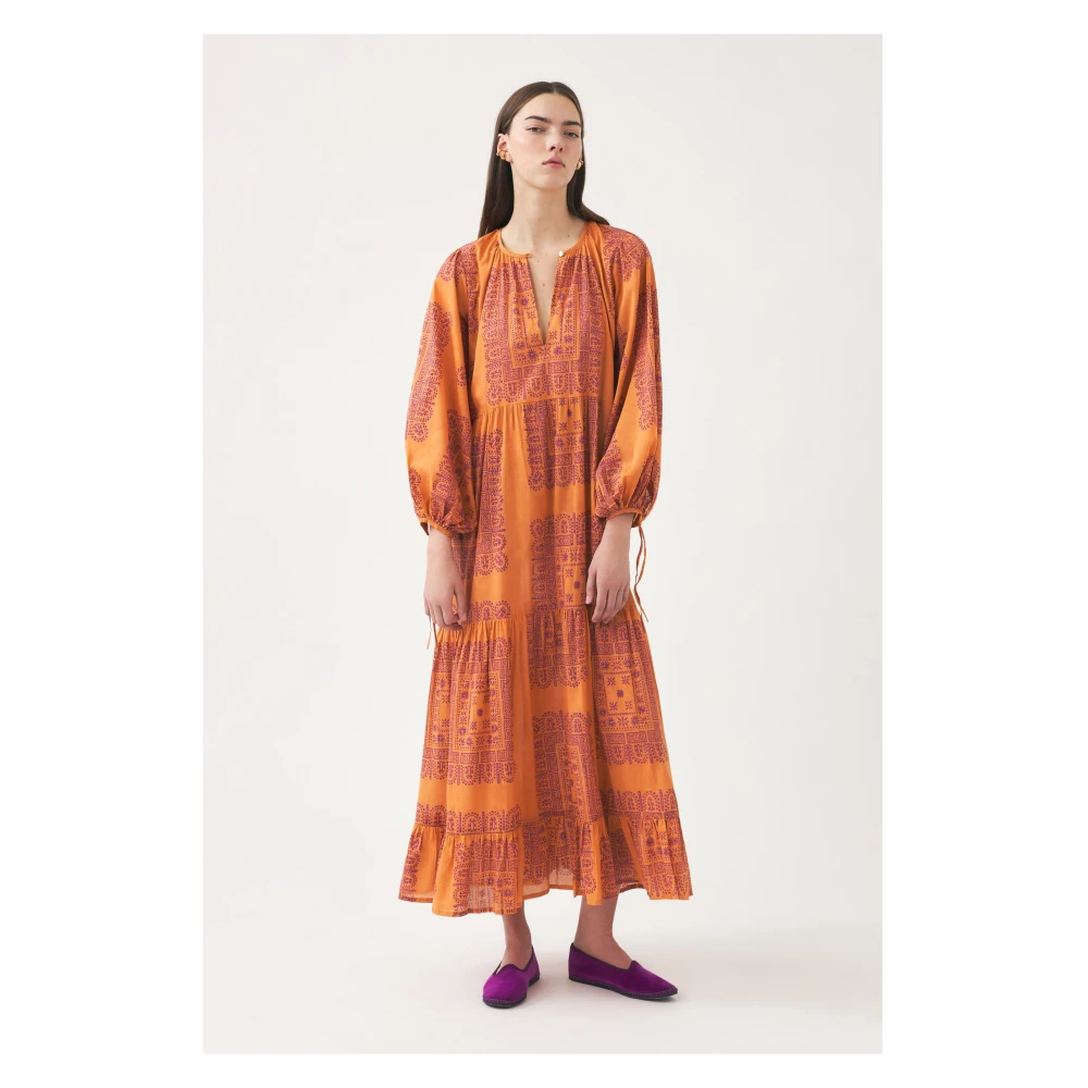 Antik batik Katoenen voile print maxi jurk Nalii Multicolor Dames