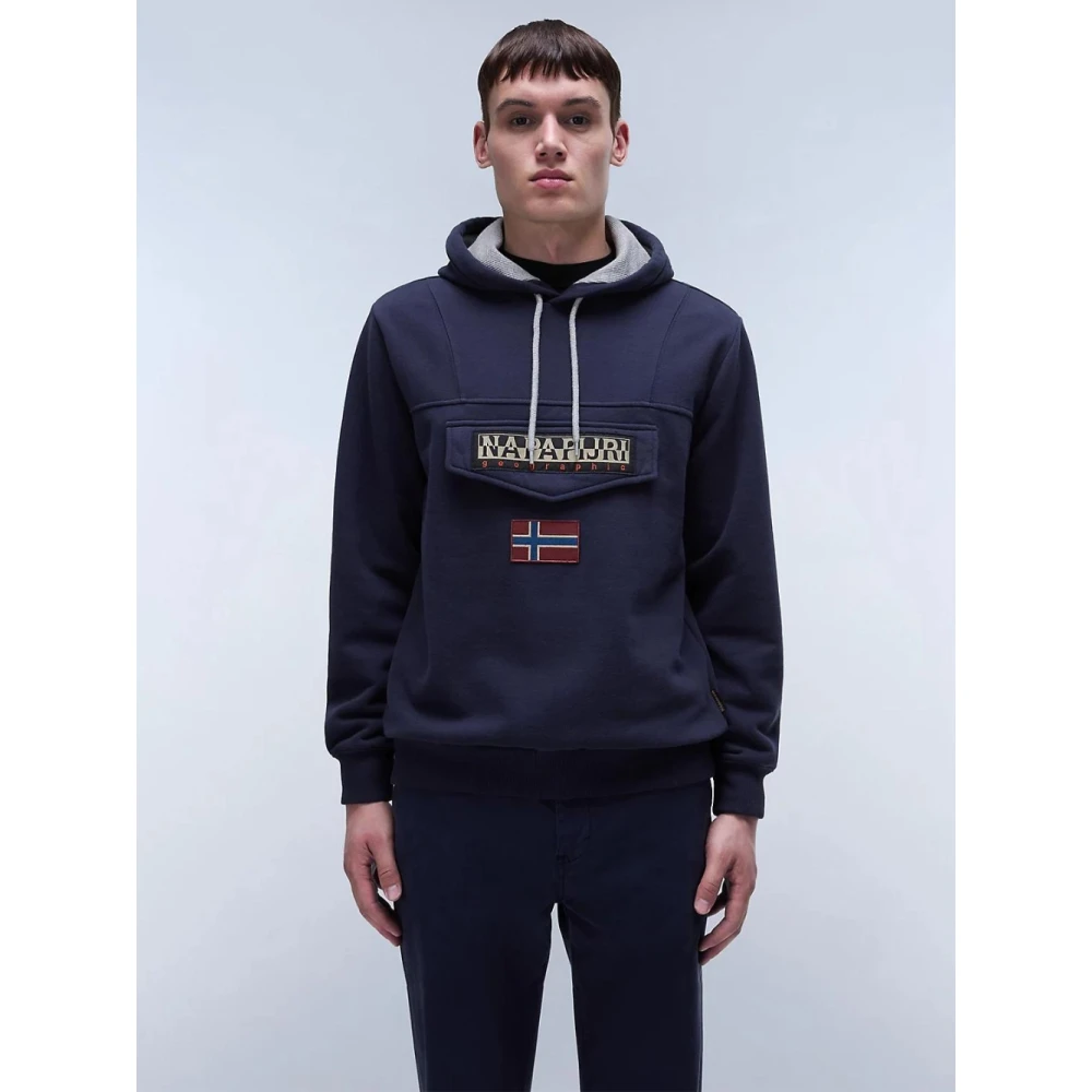 Napapijri Blauwe Winter Hoodie Trui Blue Heren
