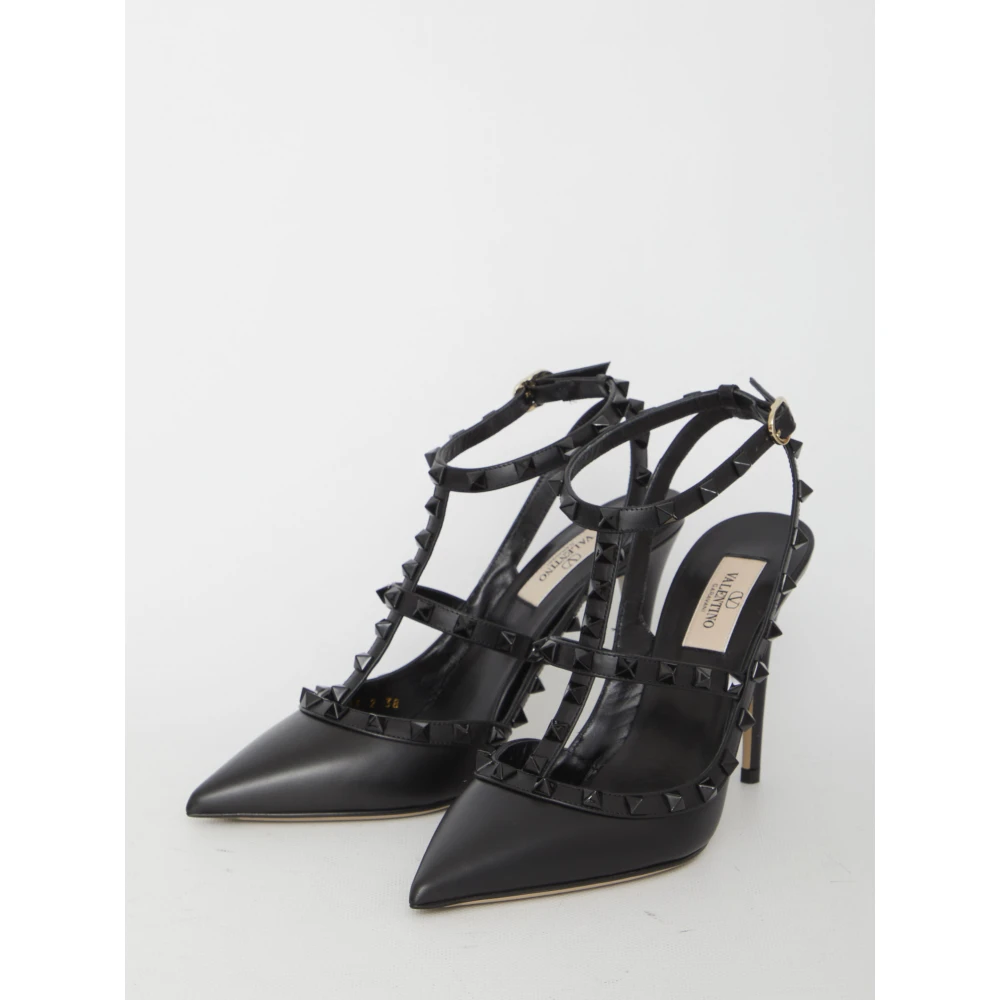 Valentino Garavani Zwarte Leren Rockstud Pumps Black Dames