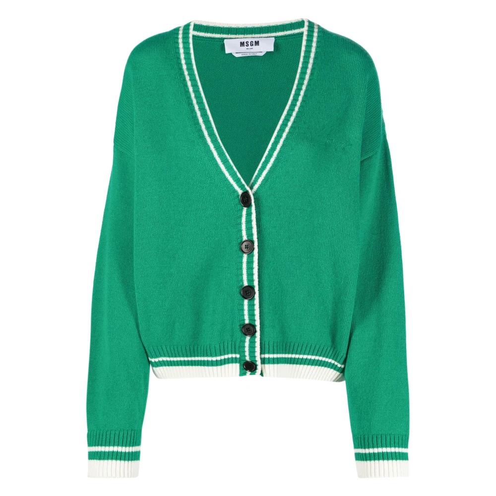 Msgm Women's Green Wool Cashmere Casual Cardigan - Cardigans - L - Knitwear