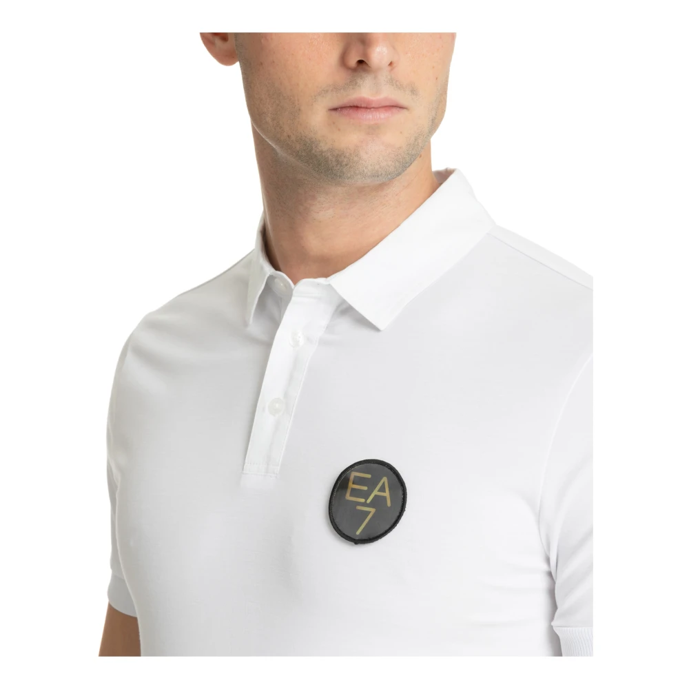 Emporio Armani EA7 Effen Logo Polo Shirt White Heren