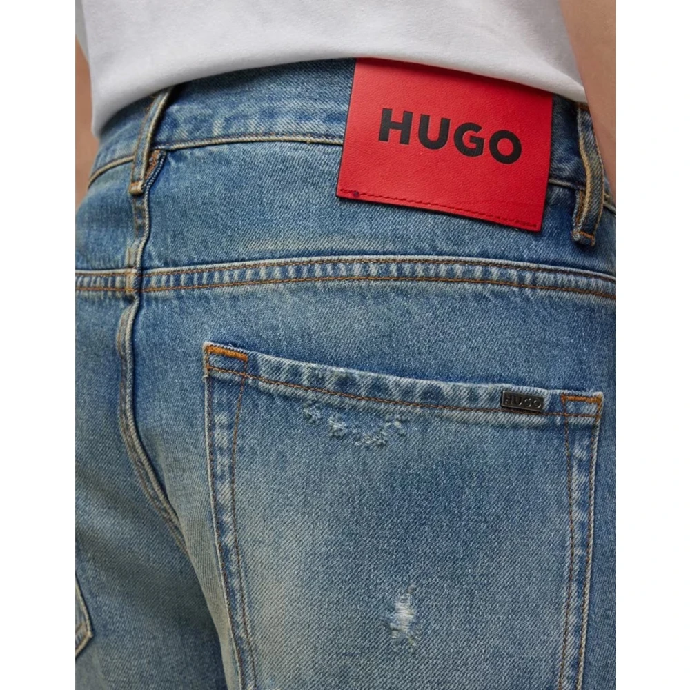 Hugo Boss Vintage Wash Cropped Jeans Blue Heren