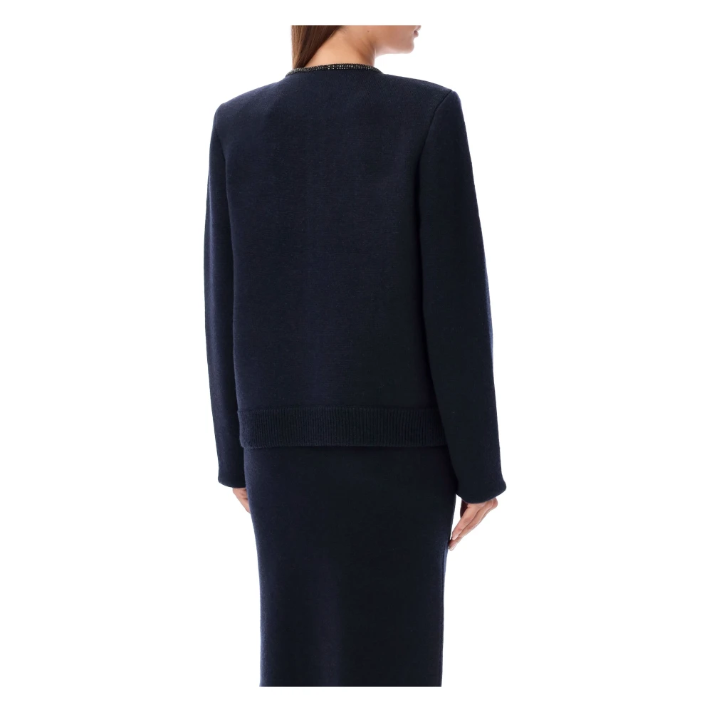 Self Portrait Versierde Navy Gebreide Kleding Aw24 Vest Blue Dames