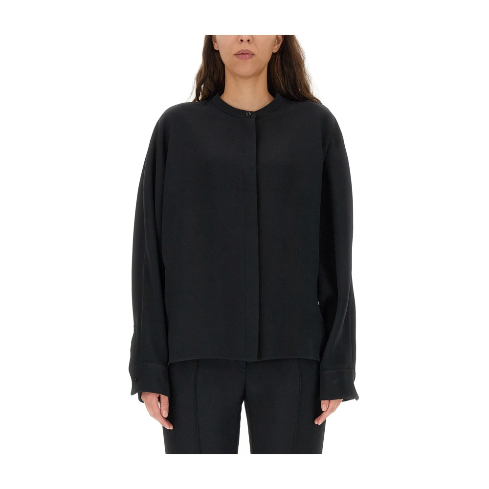 Jil Sander Viscose blend shirt met knoopsluiting Black Dames