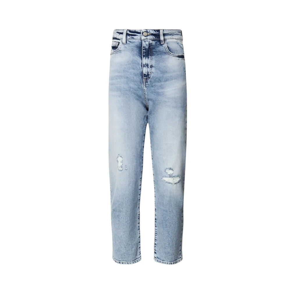 Icon Denim Hoge Taille Rechte Pijp Blauwe Jeans Blue Dames