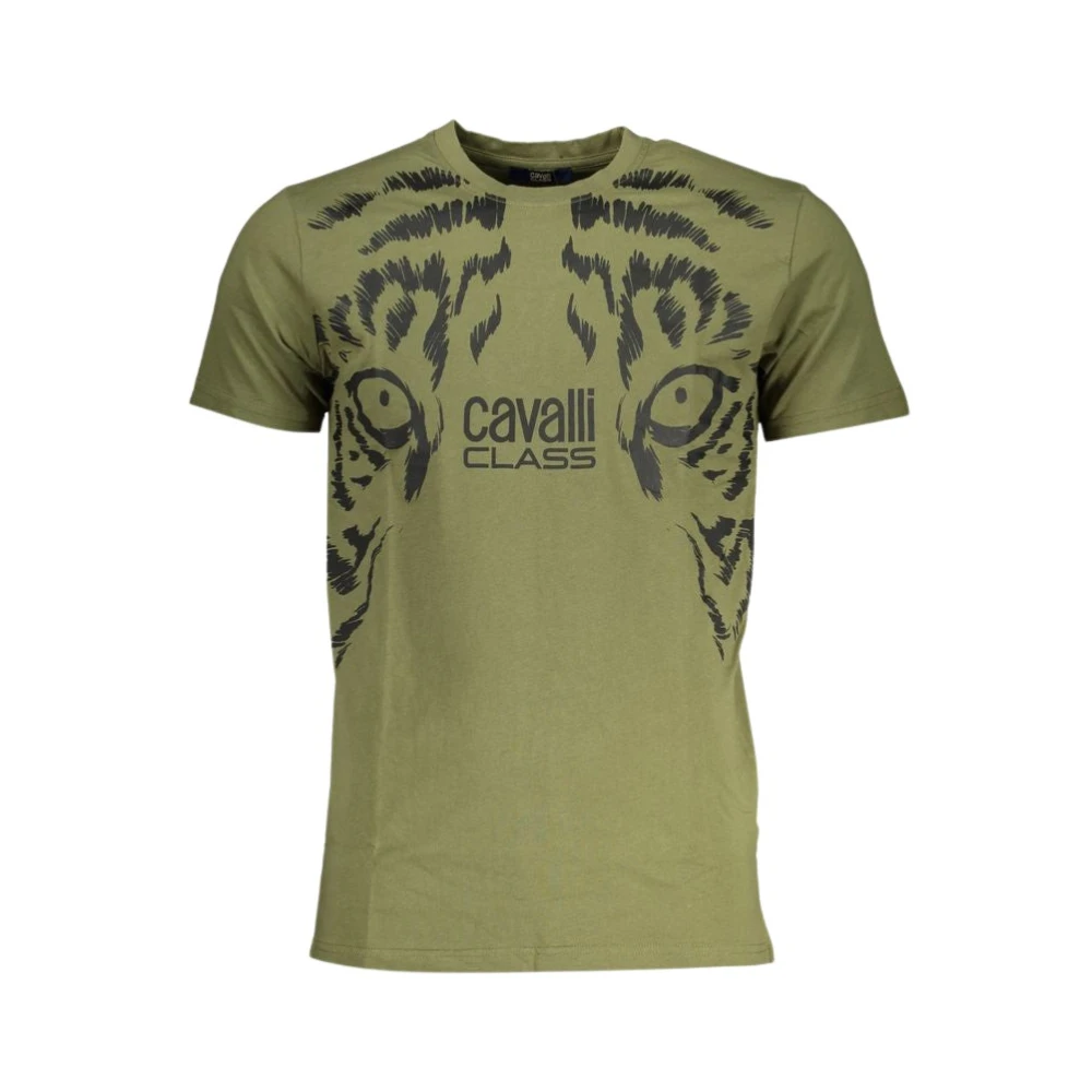 Cavalli Class Groene Katoenen Logo Print T-shirt Green Heren