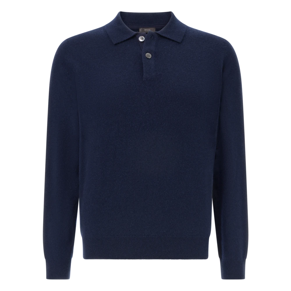 Boggi Milano Herren Blue,Beige Gestricktes Kaschmir-Poloshirt,Gestricktes Kaschmir-Polohemd