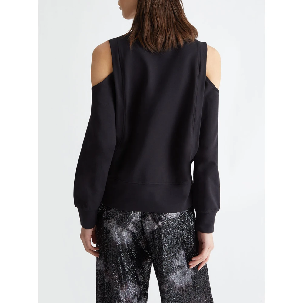 Liu Jo Zwarte Katoenen Stretch Sweatshirt met Strass Black Dames