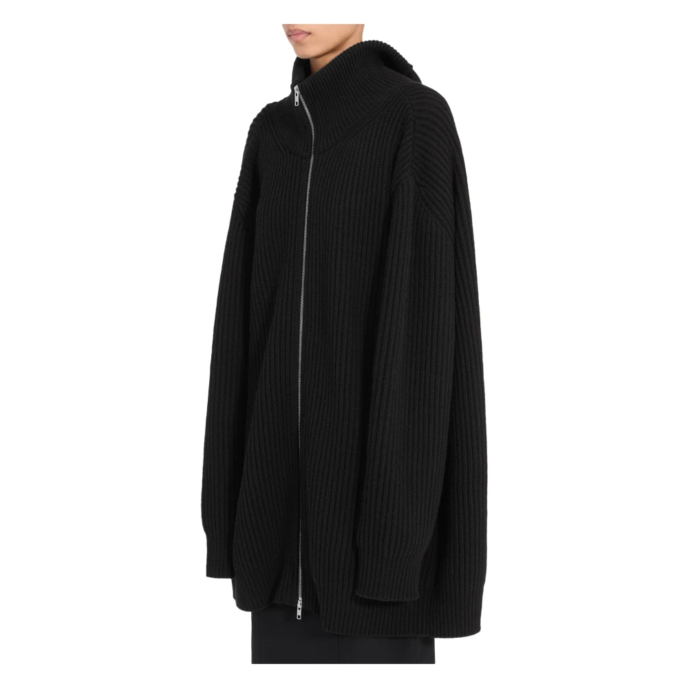 Mm6 Maison Margiela Women's Black Ribbed Knit Cardigan Dress - Cardigans - M - Knitwear