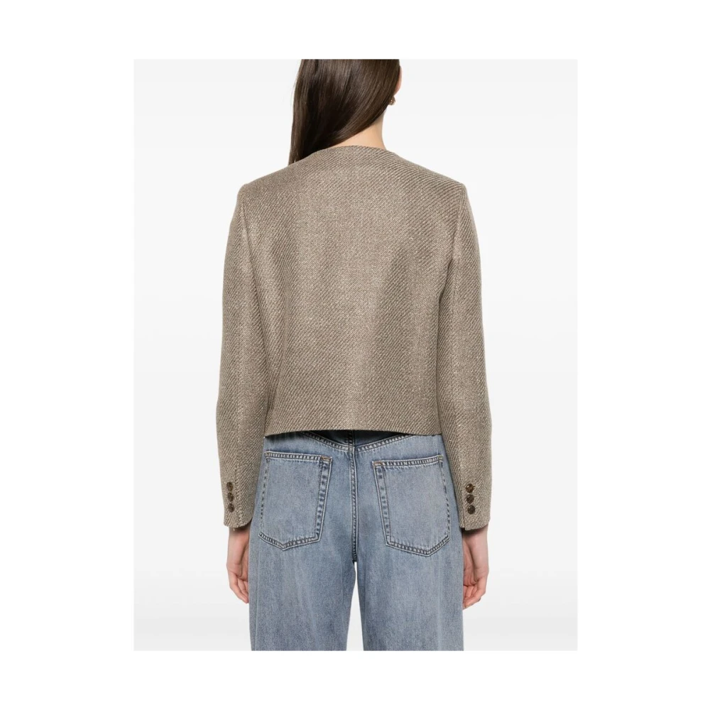 Blazé Milano Taupe Kraagloze bovenkleding met schoudervullingen Brown Dames
