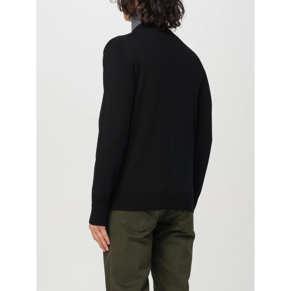 Paolo Pecora Elegante Zwarte Wollen Vest Black Heren