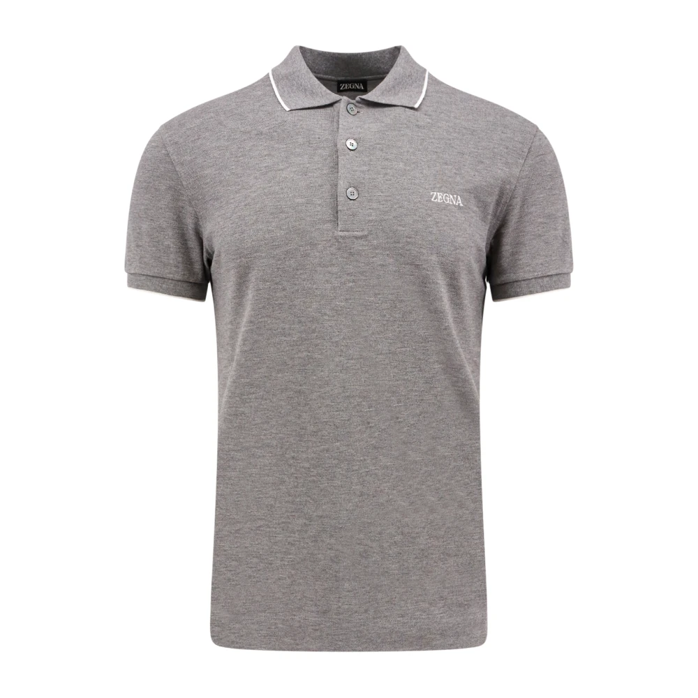 Ermenegildo Zegna Grijze Katoenen Poloshirt Gray Heren