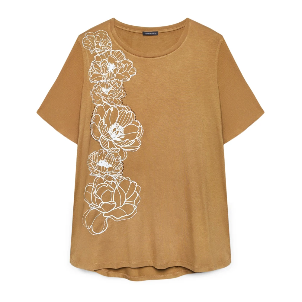 Fiorella Rubino T-shirt met bloemenprint Beige Dames