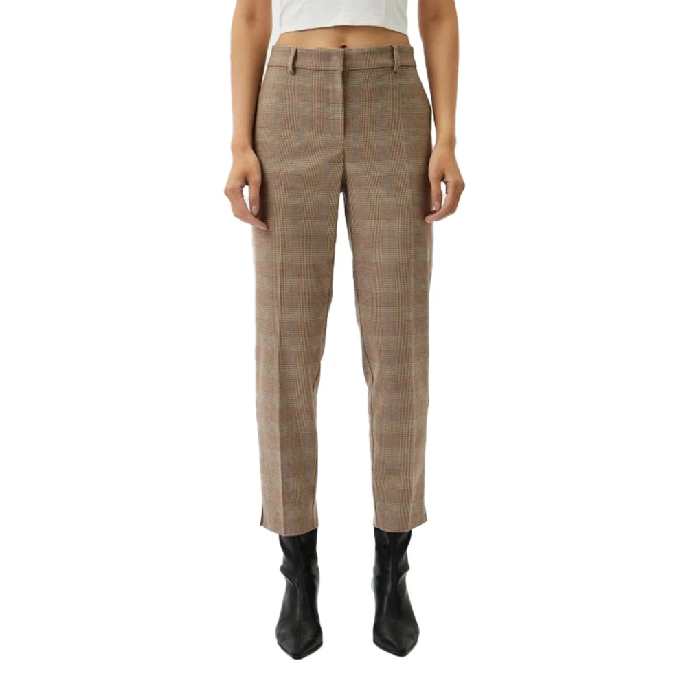 Pennyblack Slimme Polyester Broek met Enkelsplitten Brown Dames