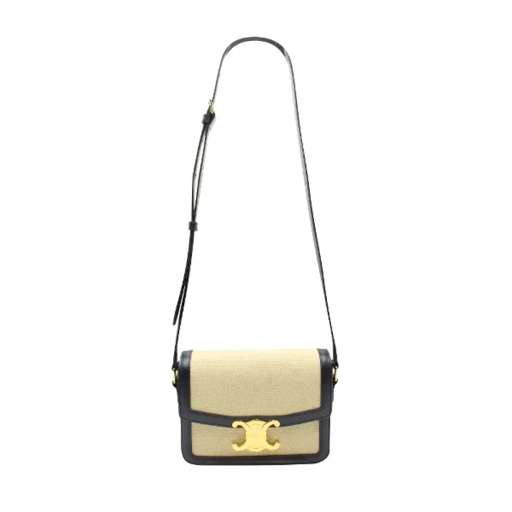 Celine Vintage Pre-owned Canvas crossbody-bags Beige Dames