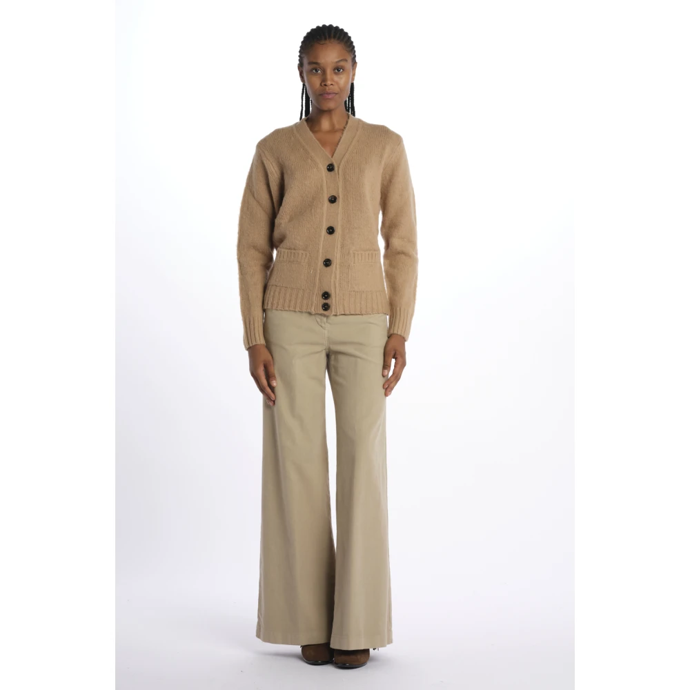 Aspesi Kameel Trui Shetland Vest Brown Dames