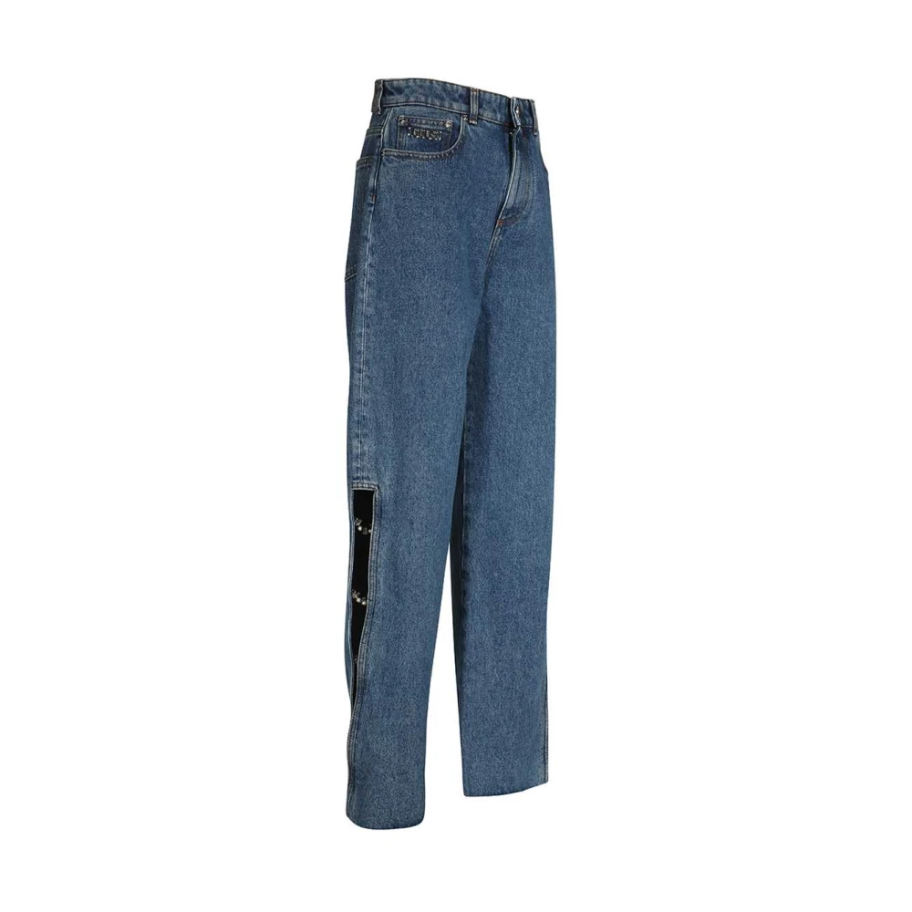 Gcds Wijde jeans met zijsplitten Blue Dames