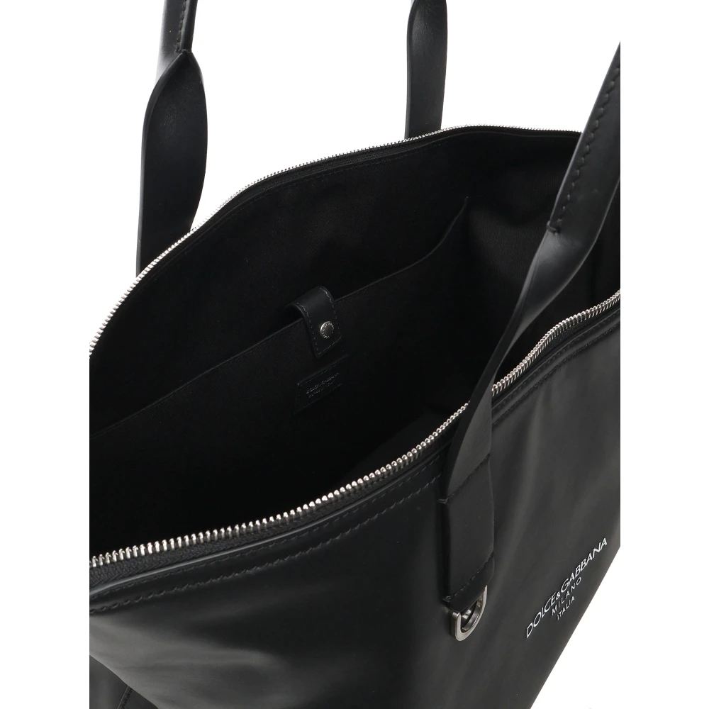 Dolce & Gabbana Zwarte Leren Winkel Tas Black Heren