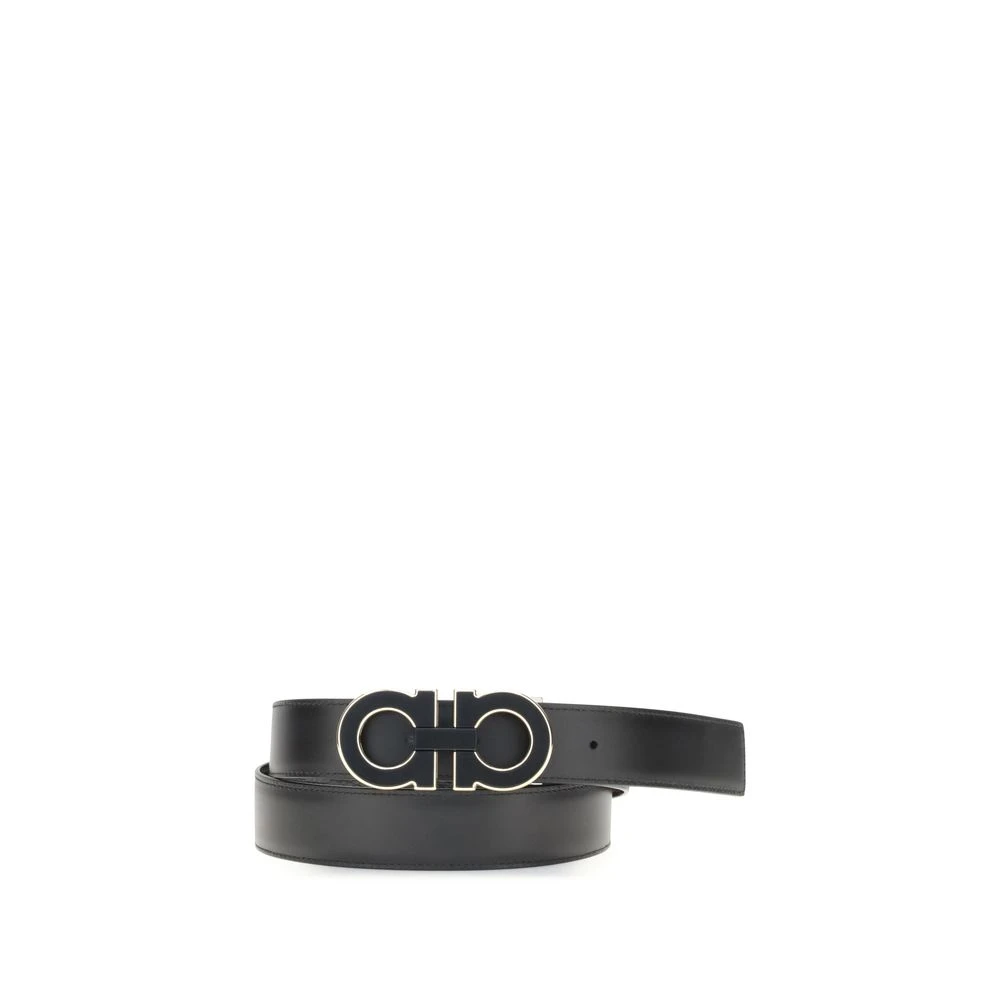 Ferragamo Men's Black Reversible Gancini Belt Medium